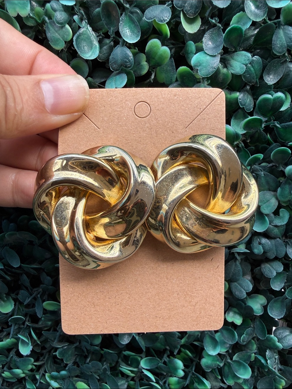 Bold Gold Tone Knot Clip-On Earrings